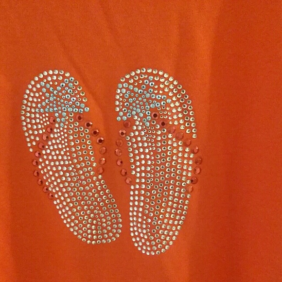 Orange Sequin Flip Flop T-Shirt - Picture 2 of 4
